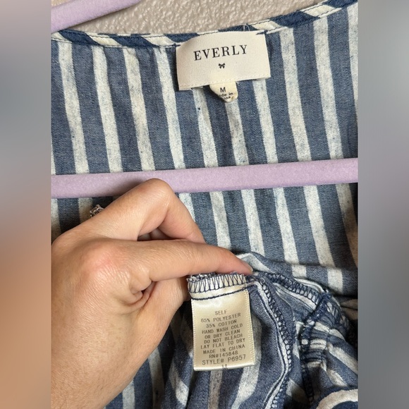 SOLD - Everly navy stripe romper Size Med - Picture 2 of 4